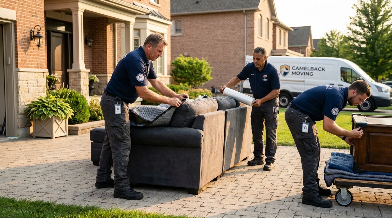 Large estate moving crew wrapping furniture in Navarre, OH